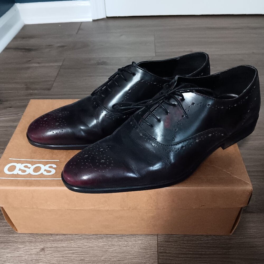New Asos 9.5 mens leather burgundy brogue Oxford dress shoe peaky blinders